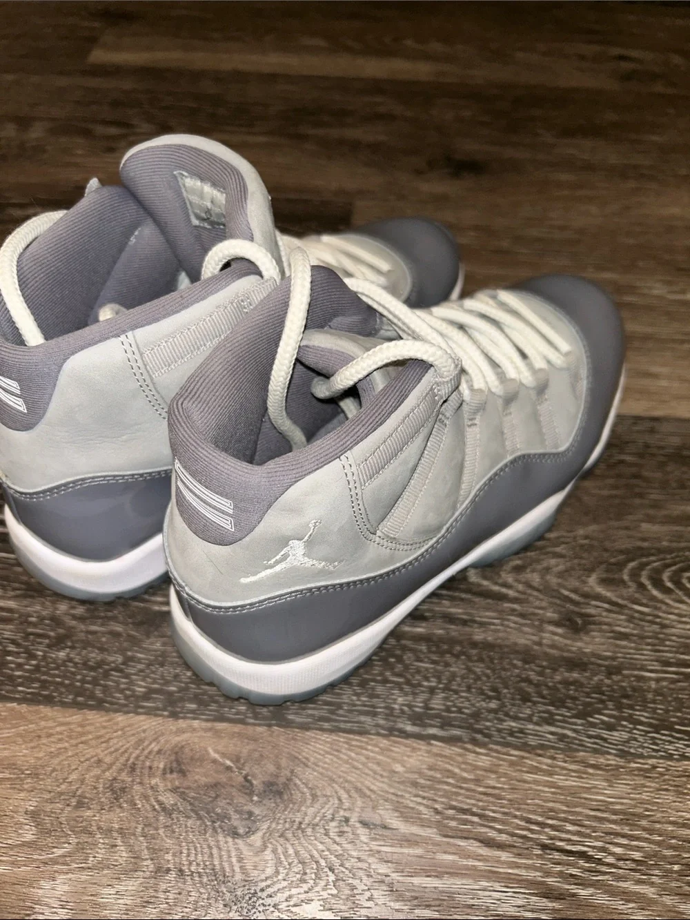 Jordan Men’s Grey and White Patent Low-Top Sneakers